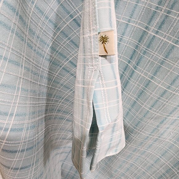 Island Shores Men’s L Blue Plaid Short Sleeve Button Shirt Rayon Blend - Picture 8 of 11